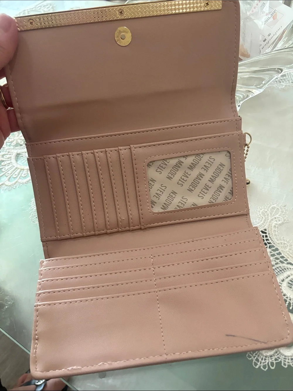 Steve Madden Women's Logobar Trifold Wristlet Wallet